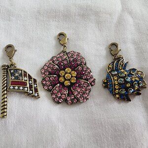 HEIDI DAUS CRYSTAL SET OF 3 CHARMS -NEW